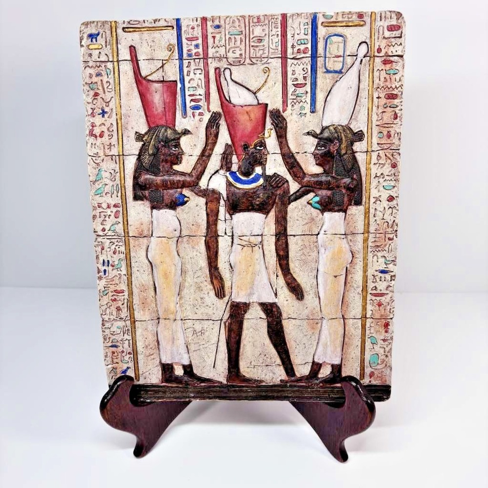 Summit Collection Egyptian Osiris Isis Nephthys  Plaque Polychrome Resin 9"x7.5"